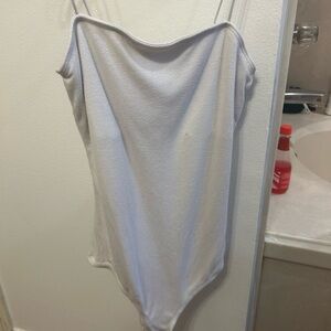 Hollister Cream Ribbed Bodysuit and Light Blue Shein Bodysuit